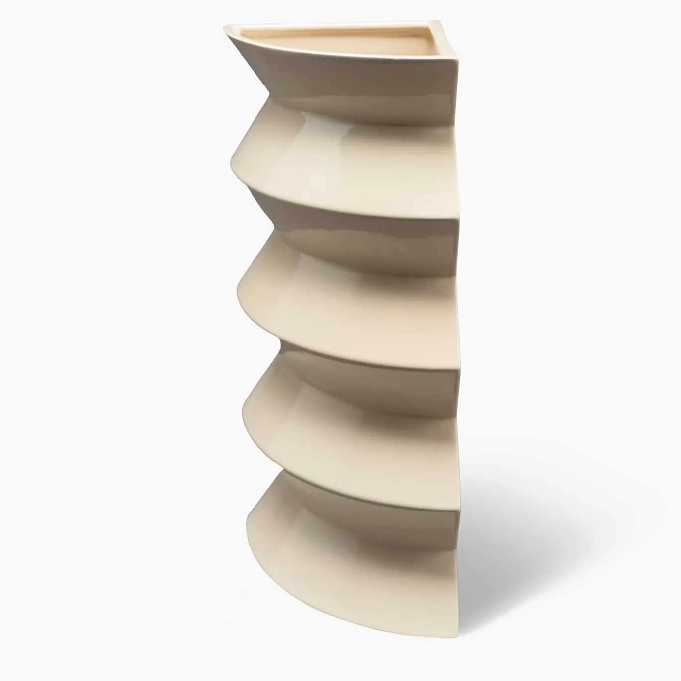 Vaso in ceramica beige Curve #1 di Zaven
