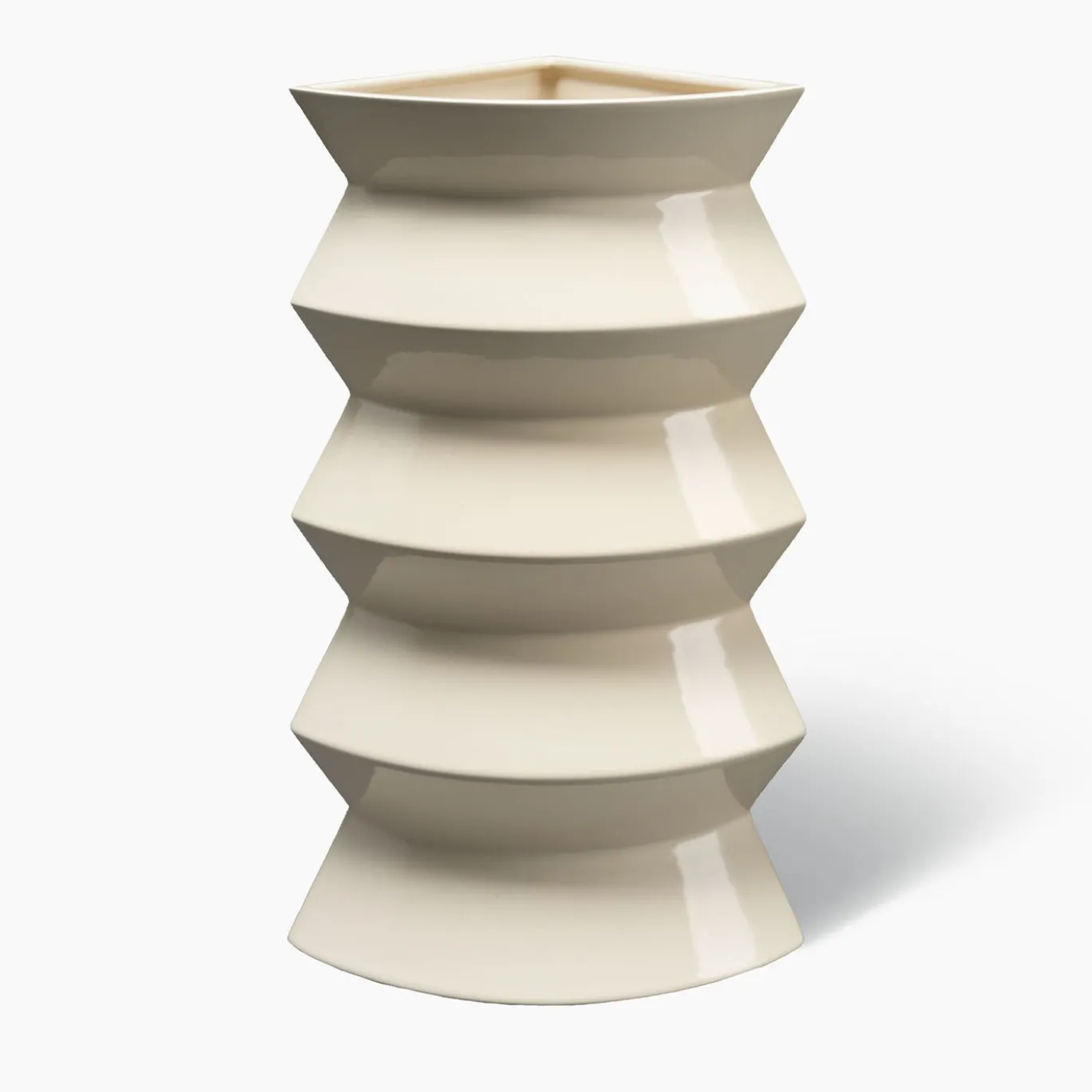 Vaso in ceramica beige Curve #1 di Zaven