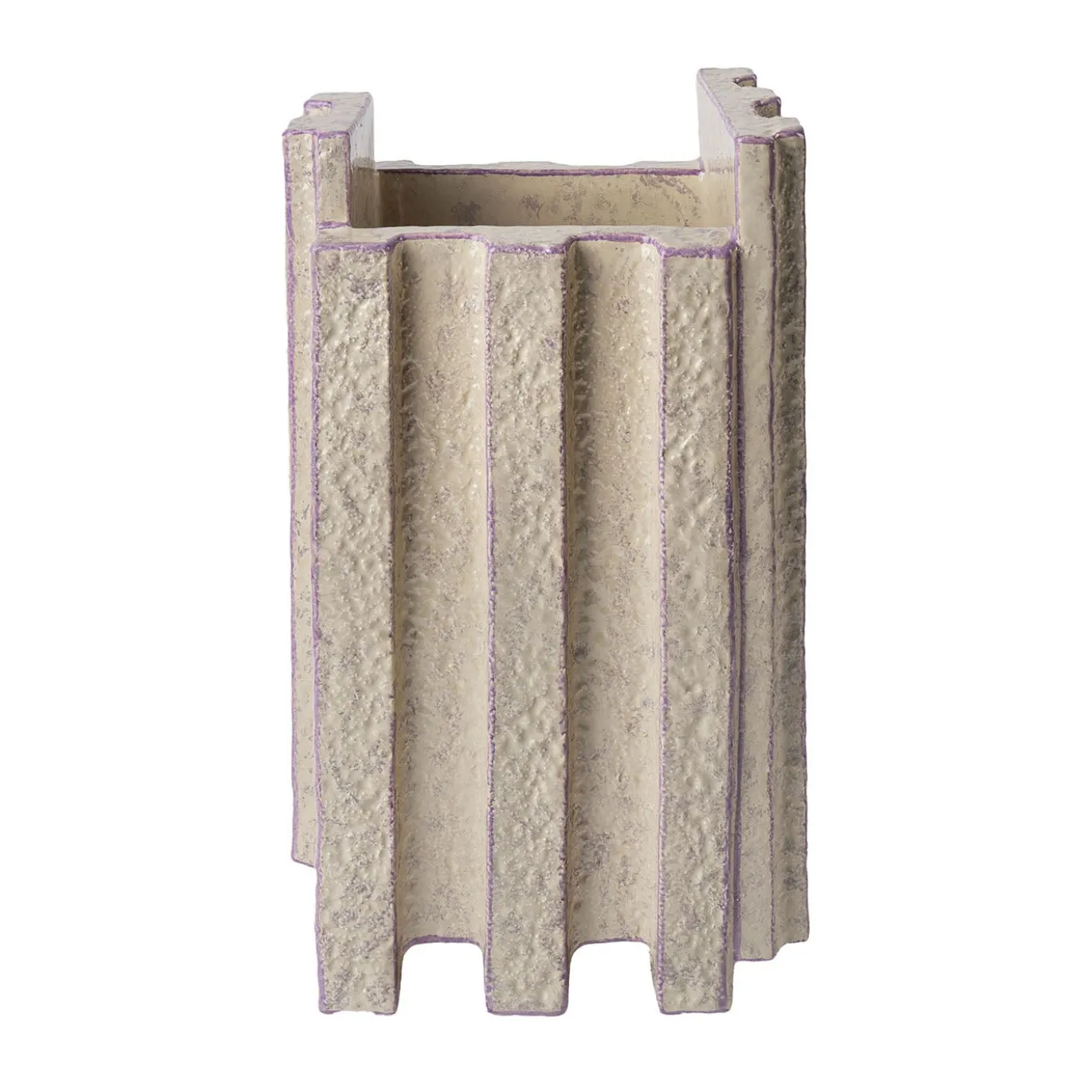 Vaso in ceramica beige e viola Merlate N. 3 di P. Urquiola