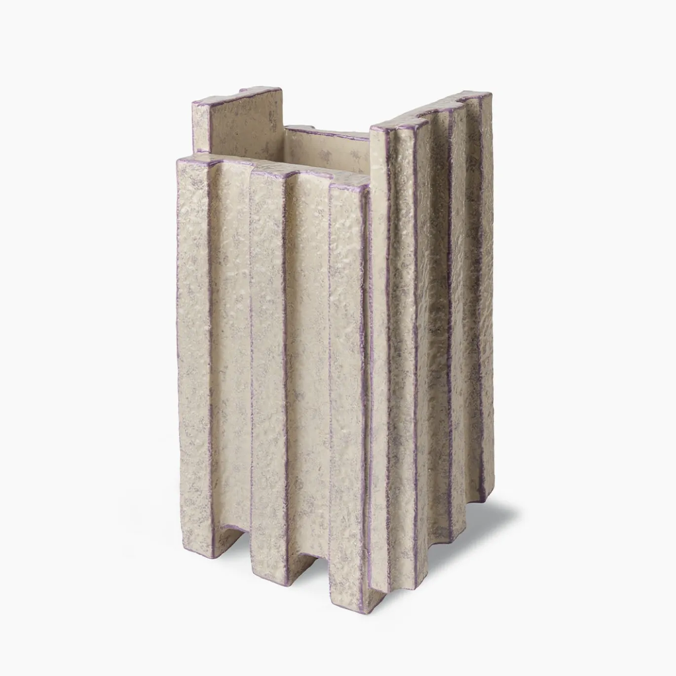 Vaso in ceramica beige e viola Merlate N. 3 di P. Urquiola