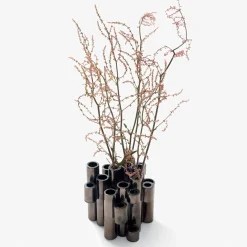 Vaso in ceramica bianca ispirato all'Ikebana Oatrue