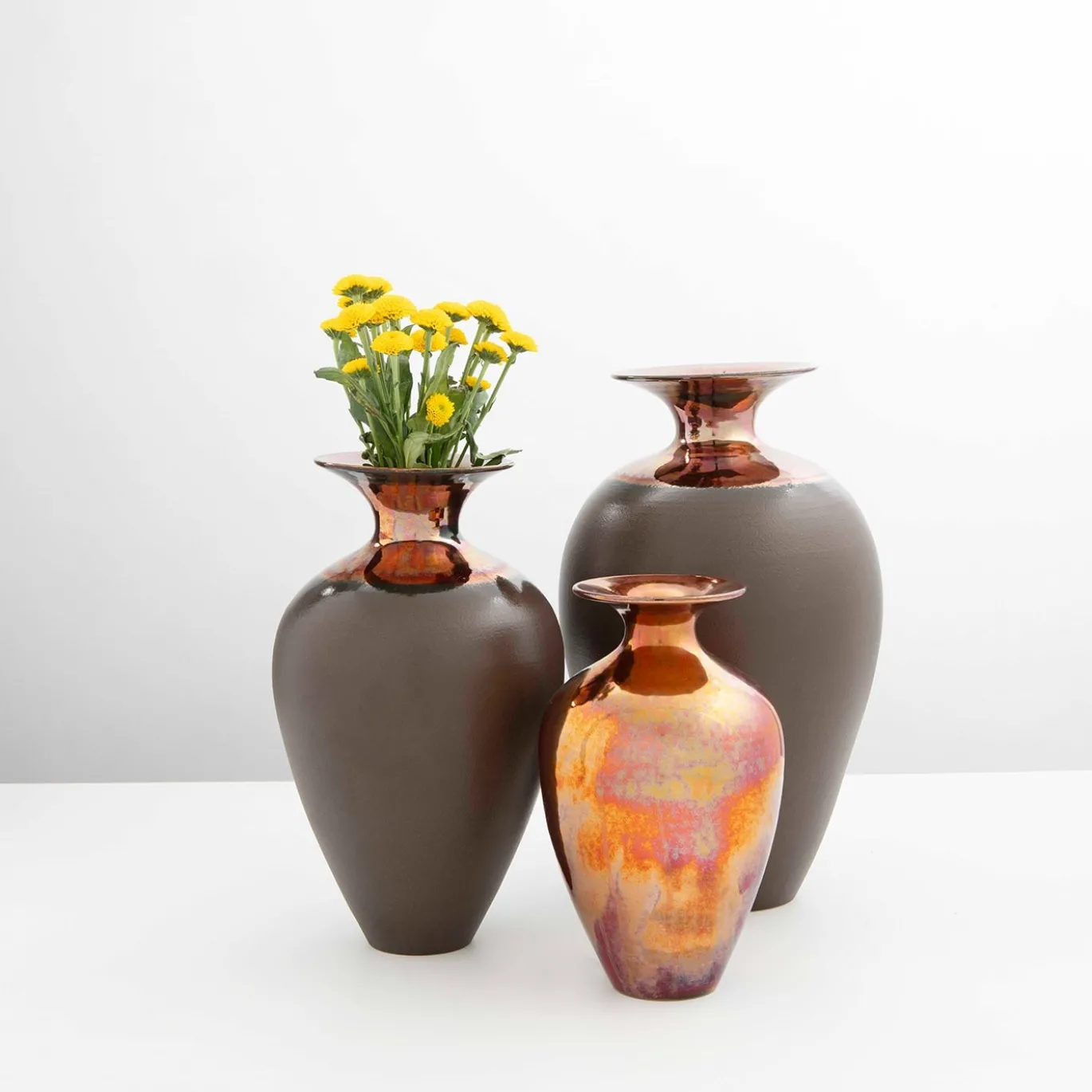 Vaso in Ceramica Bronzo Piccolo Riflesso Pantelleria