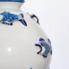 Vaso in ceramica con pesci blu in rilievo