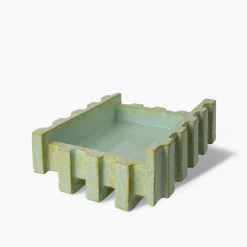 Vaso in ceramica giallo e verde menta Merlate Bolo N. 4 di P. Urquiola