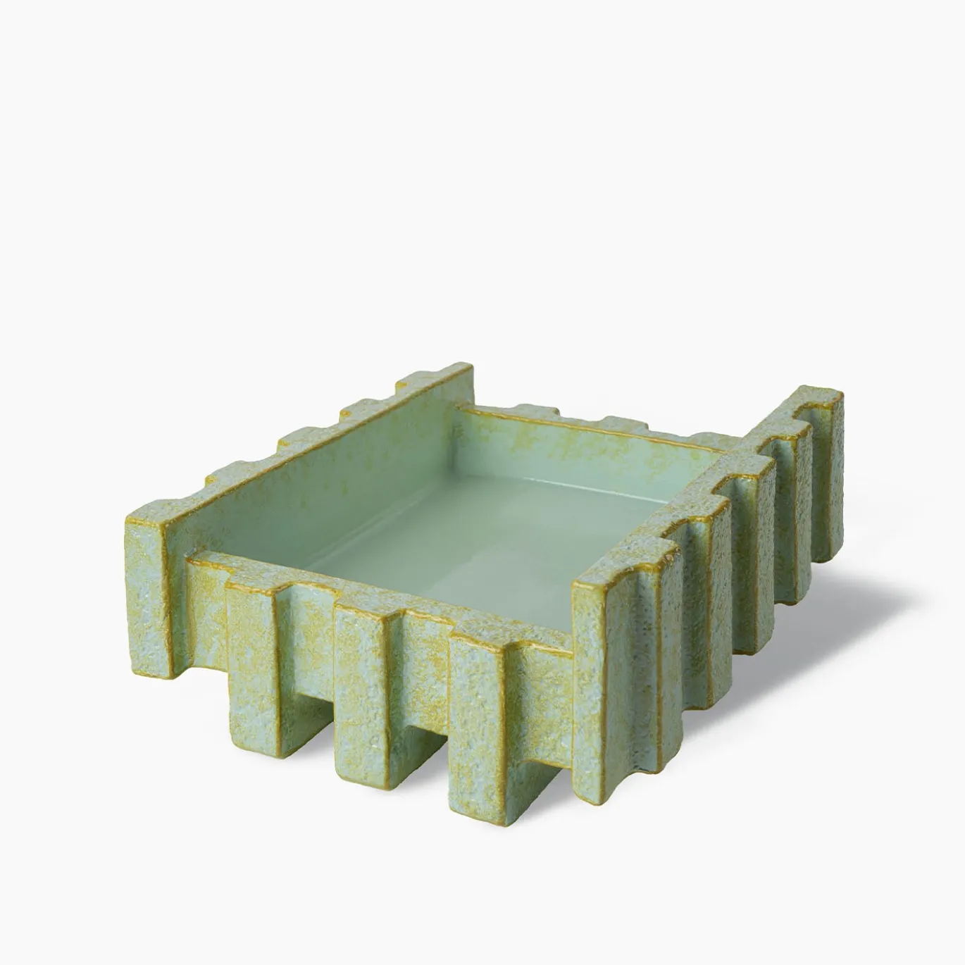 Vaso in ceramica giallo e verde menta Merlate Bolo N. 4 di P. Urquiola