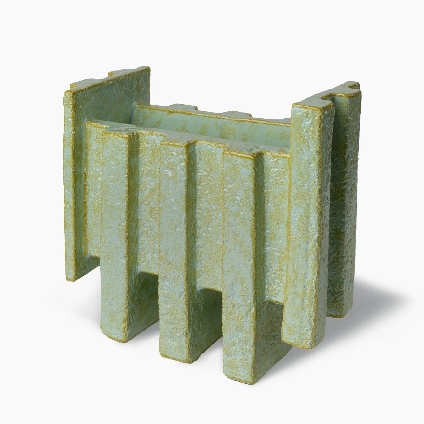 Vaso in ceramica giallo e verde menta Merlate N. 2 di P. Urquiola