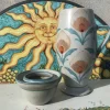 Vaso in Ceramica Karma con Coperchio e Finitura Opaca con Motivo Floreale