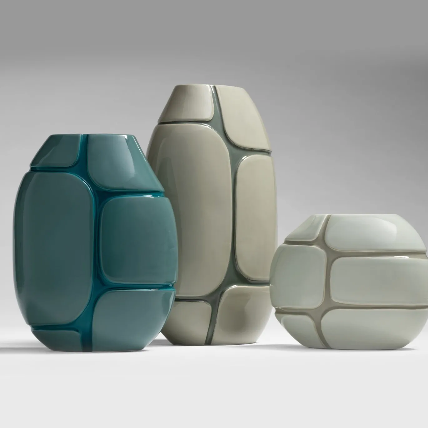 Vaso in ceramica Lagune 3 grigio lucido e pietra