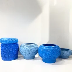 Vaso in Ceramica Onda Blu Acciaio