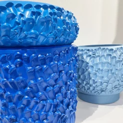 Vaso in Ceramica Onda Blu Acciaio