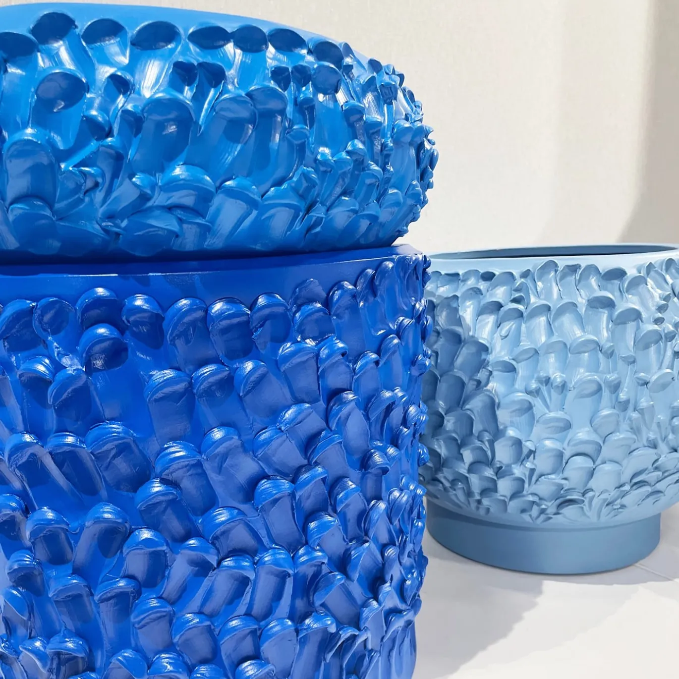 Vaso in Ceramica Onda Blu Acciaio