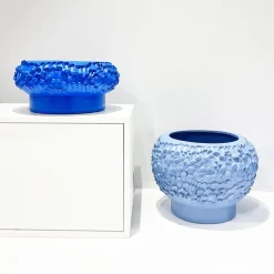 Vaso in Ceramica Onda Blu Acciaio