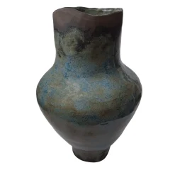 Vaso in ceramica Pianosa 2 marrone e azzurro