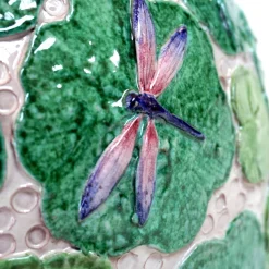 Vaso In Ceramica Policroma Libellule