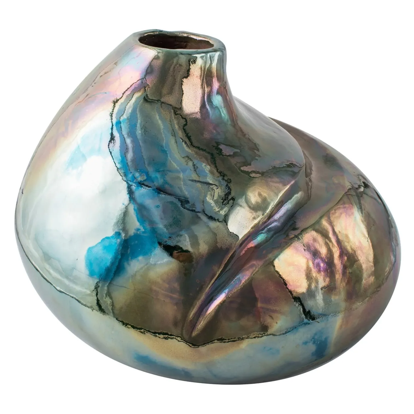 Vaso in Ceramica Policroma Luci in Piazzetta a Capri di Nino Basso