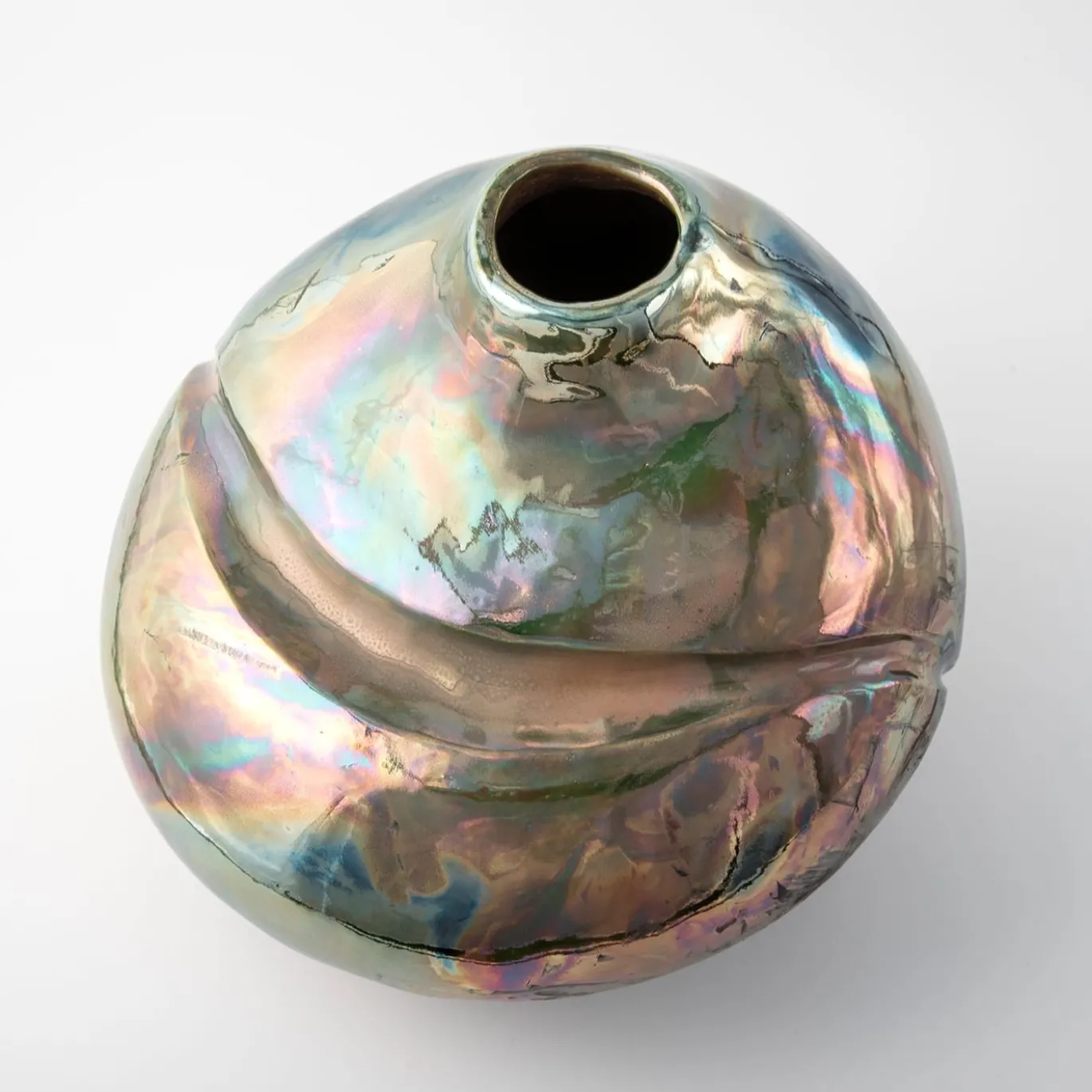 Vaso in Ceramica Policroma Luci in Piazzetta a Capri di Nino Basso