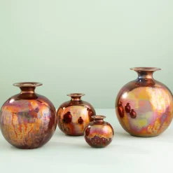 Vaso in Ceramica Policromatico Sferico Medio Riflesso