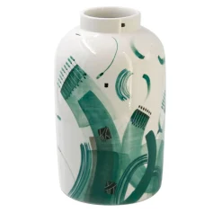 Vaso in Ceramica Roller Bianco e Smeraldo Agave