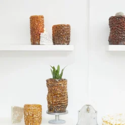 Vaso in Ceramica Storto Serie Onda Miele Traslucido