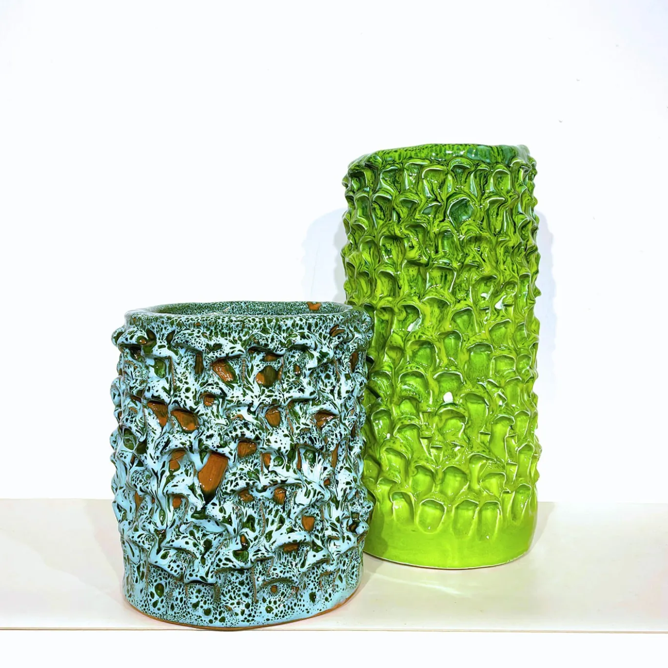 Vaso in Ceramica Tubino Serie Onda Verde Lime Punch e Smeraldo