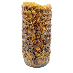 Vaso in Ceramica Tubino Serie Onda Miele Traslucido