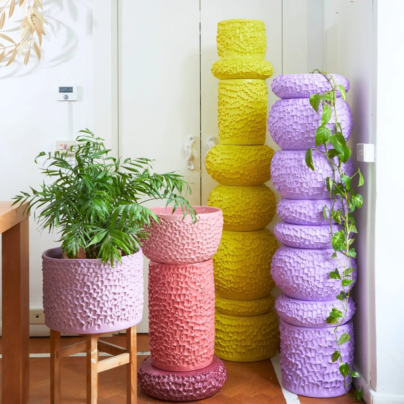 Vaso in Ceramica Tubone Serie Onda Lilla Campanula