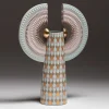 Vaso in ceramica verde Bird with Wings Solar Disc di Sara Ricciardi