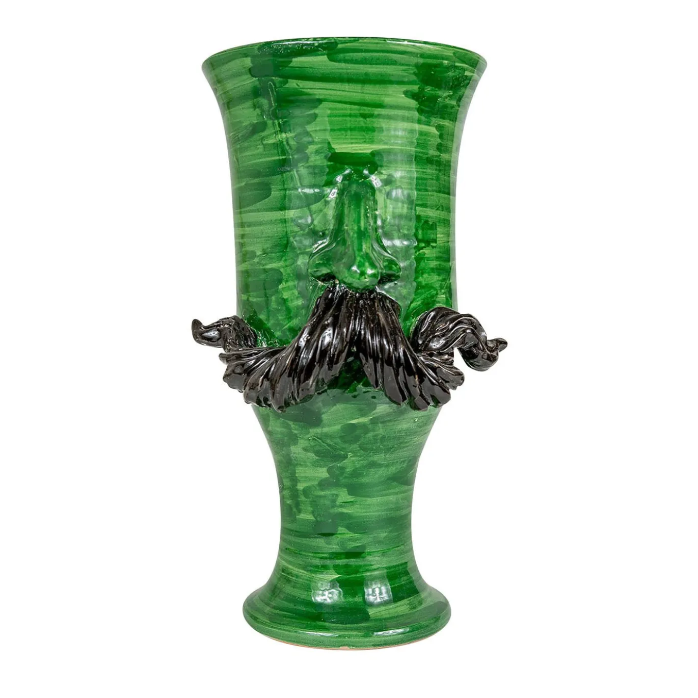 Vaso in ceramica verde con baffi