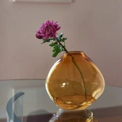 Vaso in cristallo ambra soffiato a mano Nuvola