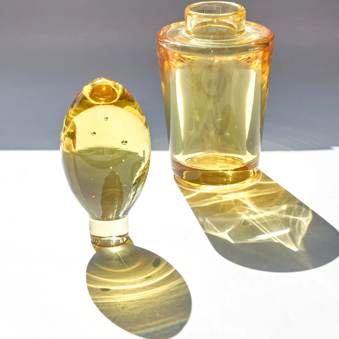 Vaso in cristallo soffiato a mano Ragusa giallo