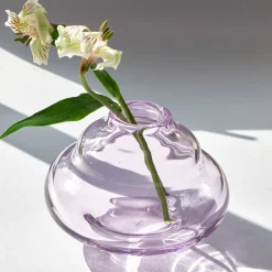 Vaso in cristallo soffiato a mano rosa Bosa