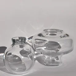 Vaso in cristallo trasparente soffiato a mano Scalea con tappo rimovibile