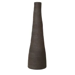 Vaso in gres nero carbone testurizzato a forma di bottiglia tronca