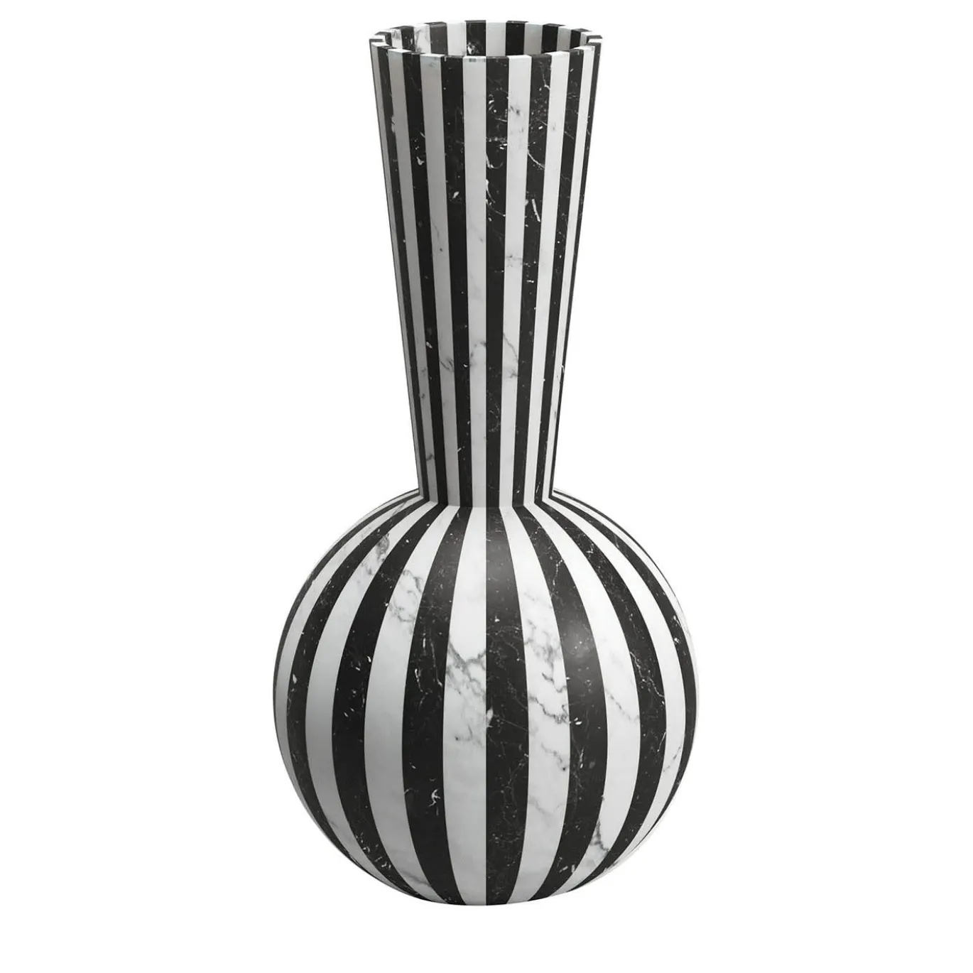 Vaso in marmo bianco e nero Nova di Jacopo Simonetti