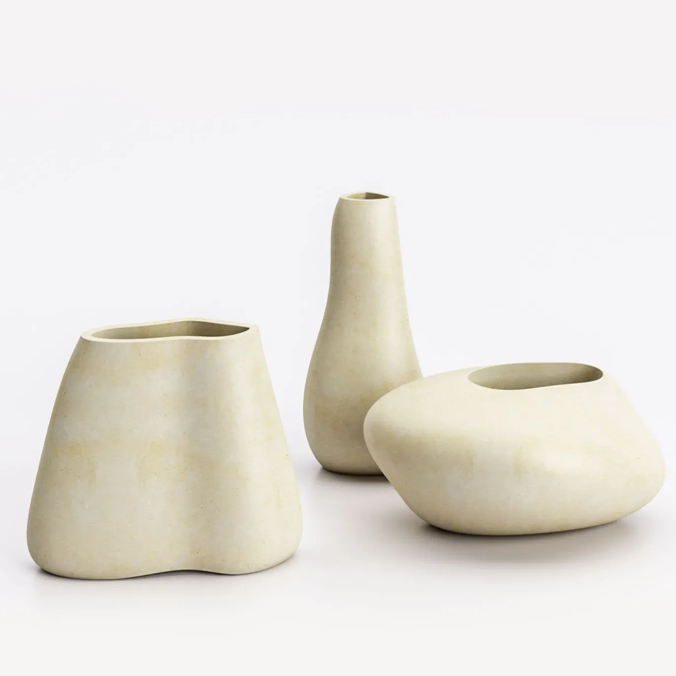 Vaso in pietra calcarea leccese Urano B Beige di Luca Scacchetti