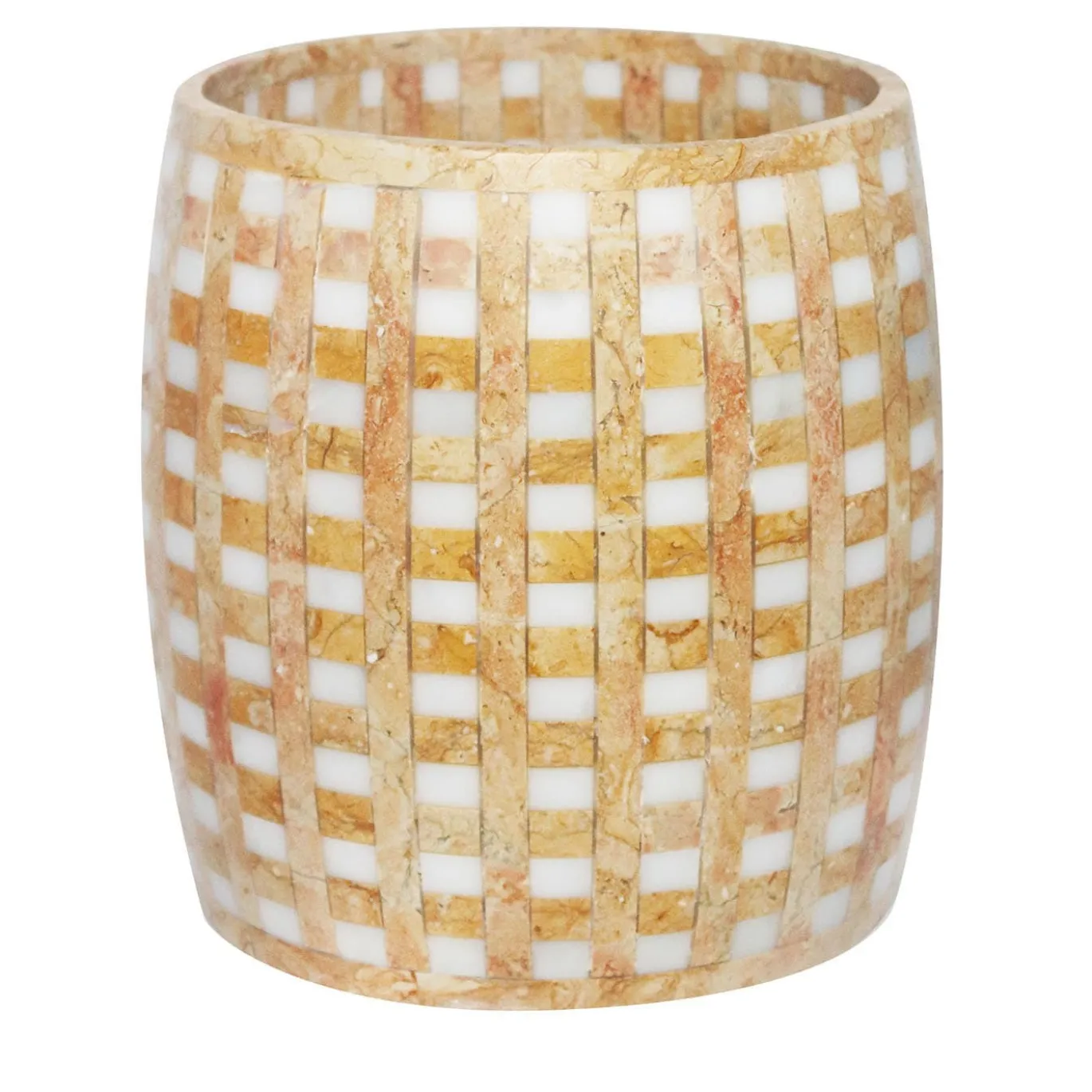 Vaso in pizzo di marmo reale giallo e marmo arabescato