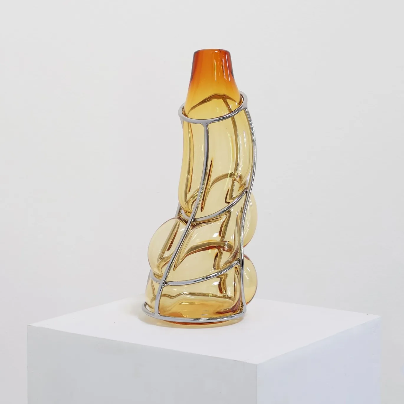 Vaso in vetro di Murano ambrato Babà