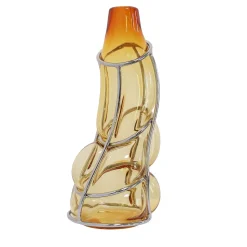 Vaso in vetro di Murano ambrato Babà
