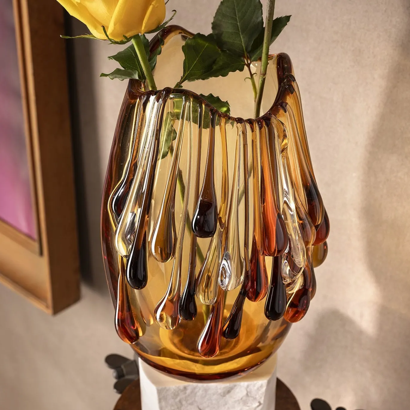 Vaso in vetro di Murano Golden Lagoon Tears