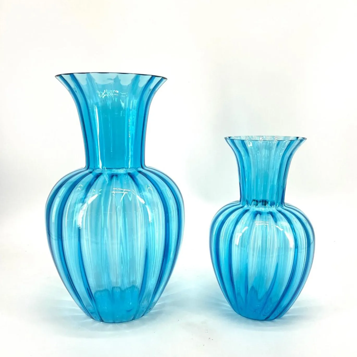 Vaso in vetro di Murano Rigadin turchese #2