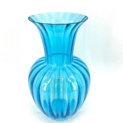 Vaso in vetro di Murano Rigadin turchese #2