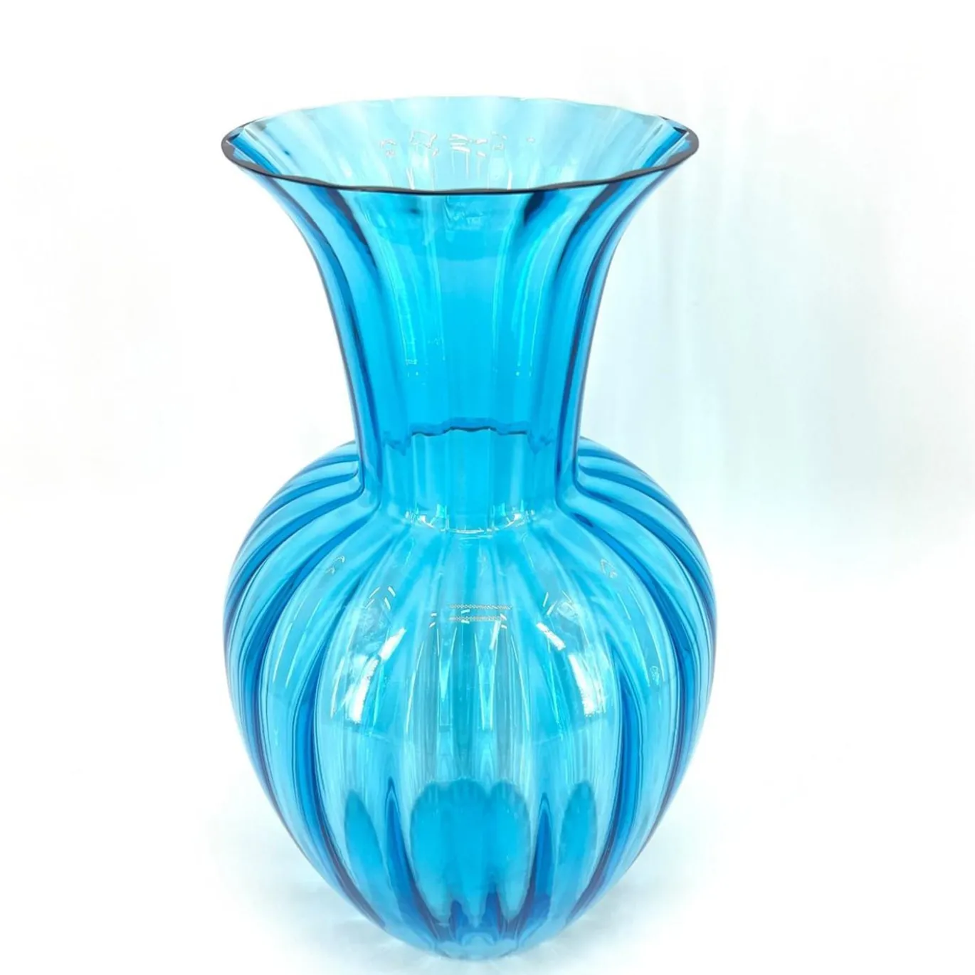 Vaso in vetro di Murano Rigadin turchese #2