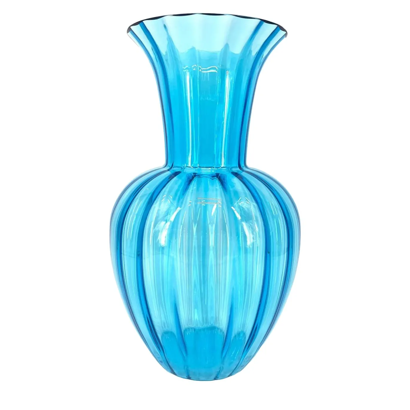 Vaso in vetro di Murano Rigadin turchese #2