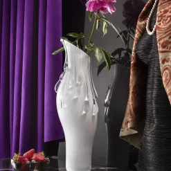 Vaso in vetro di Murano White Pearls