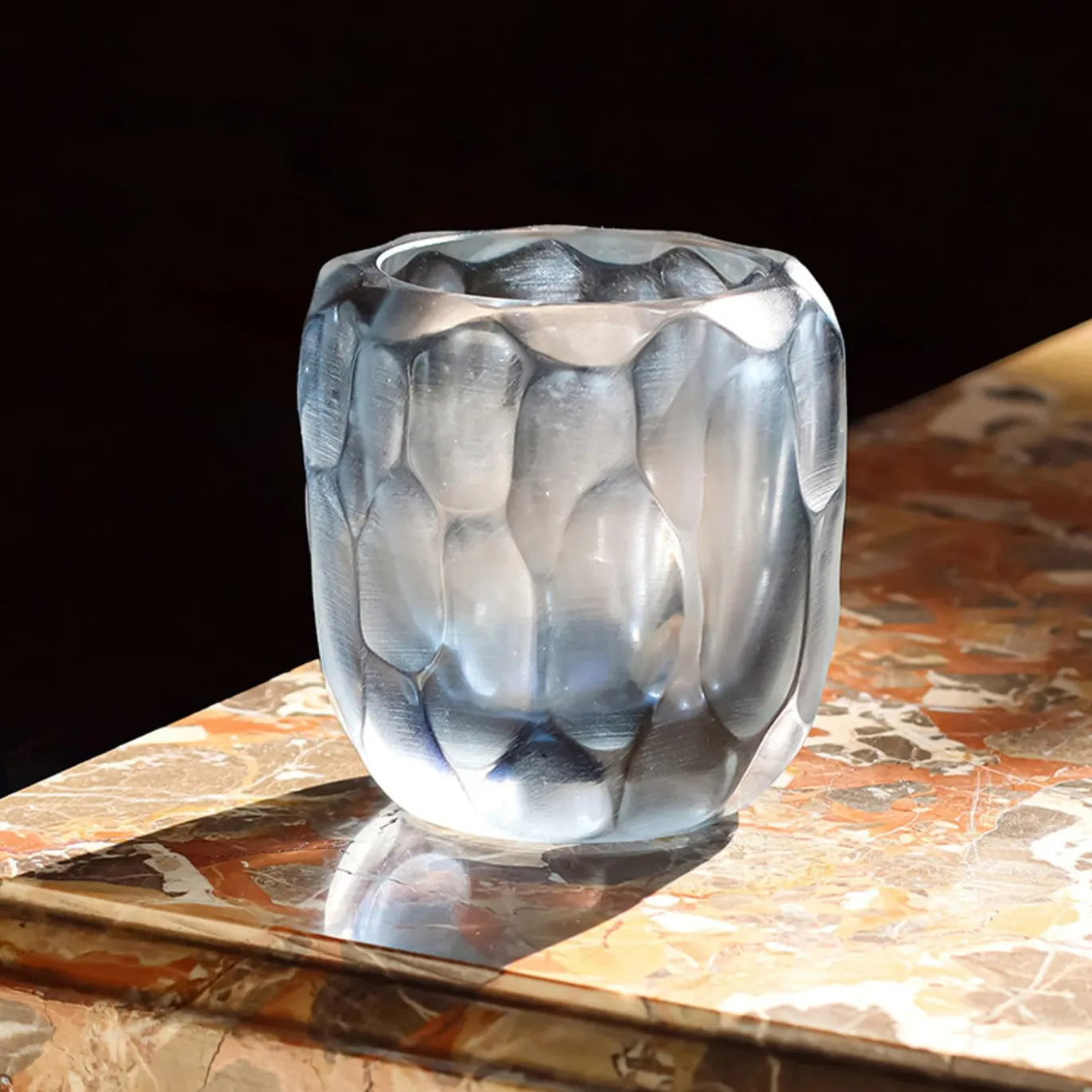 Vaso in vetro grigio Rullo Acciaio