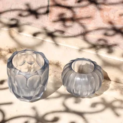 Vaso in vetro grigio Rullo Acciaio