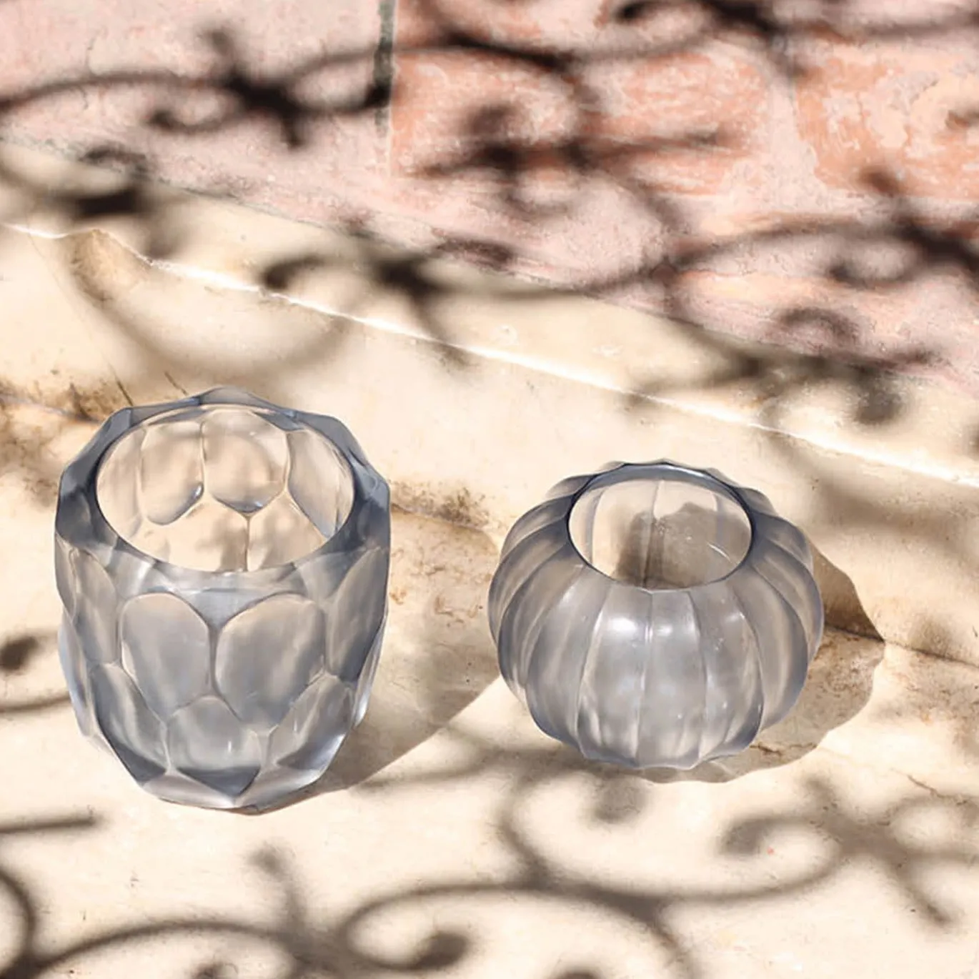 Vaso in vetro grigio Rullo Acciaio