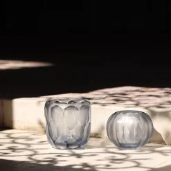 Vaso in vetro grigio Rullo Acciaio
