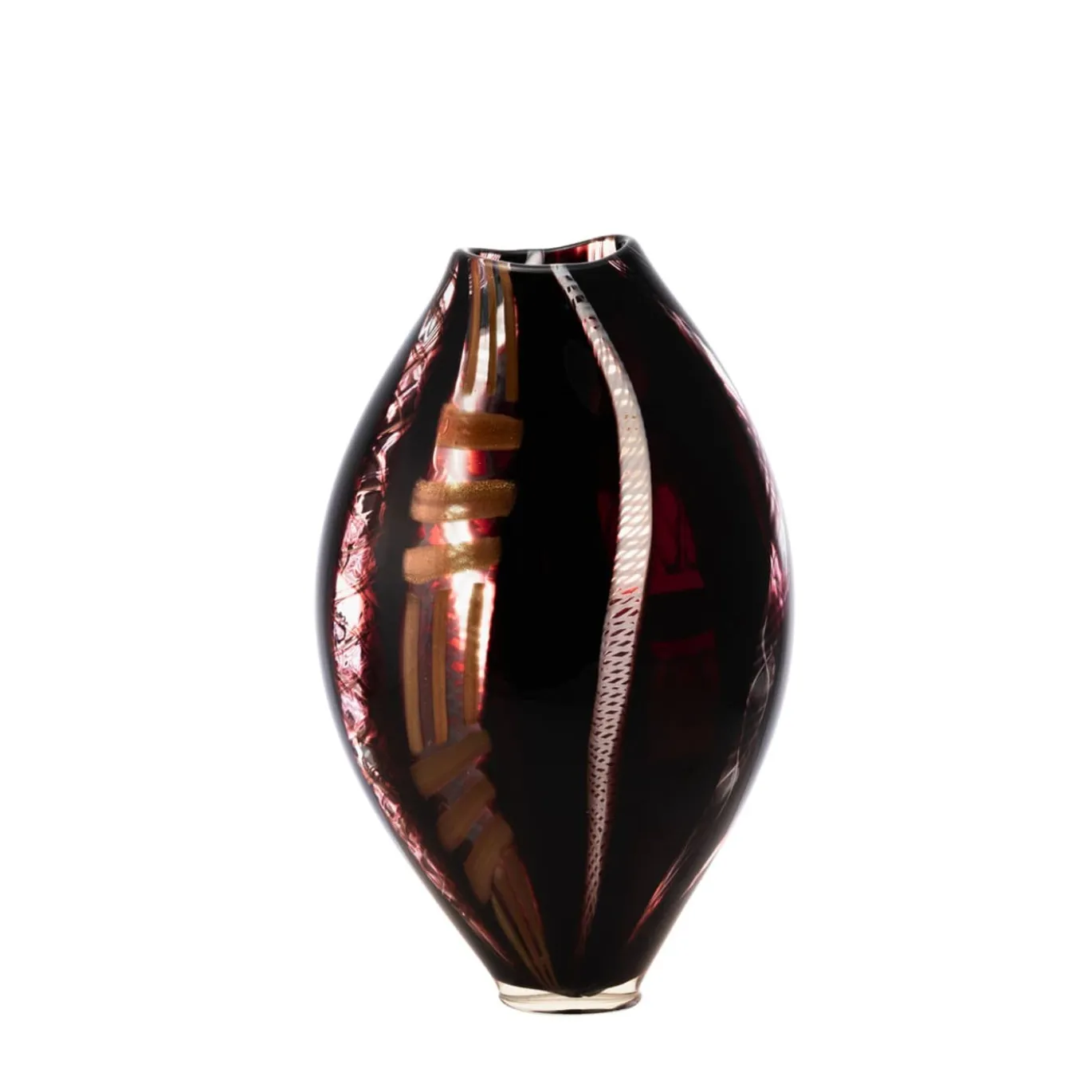 Vaso in Vetro Policromo a Forma di Bocciolo Onde di Cristallo