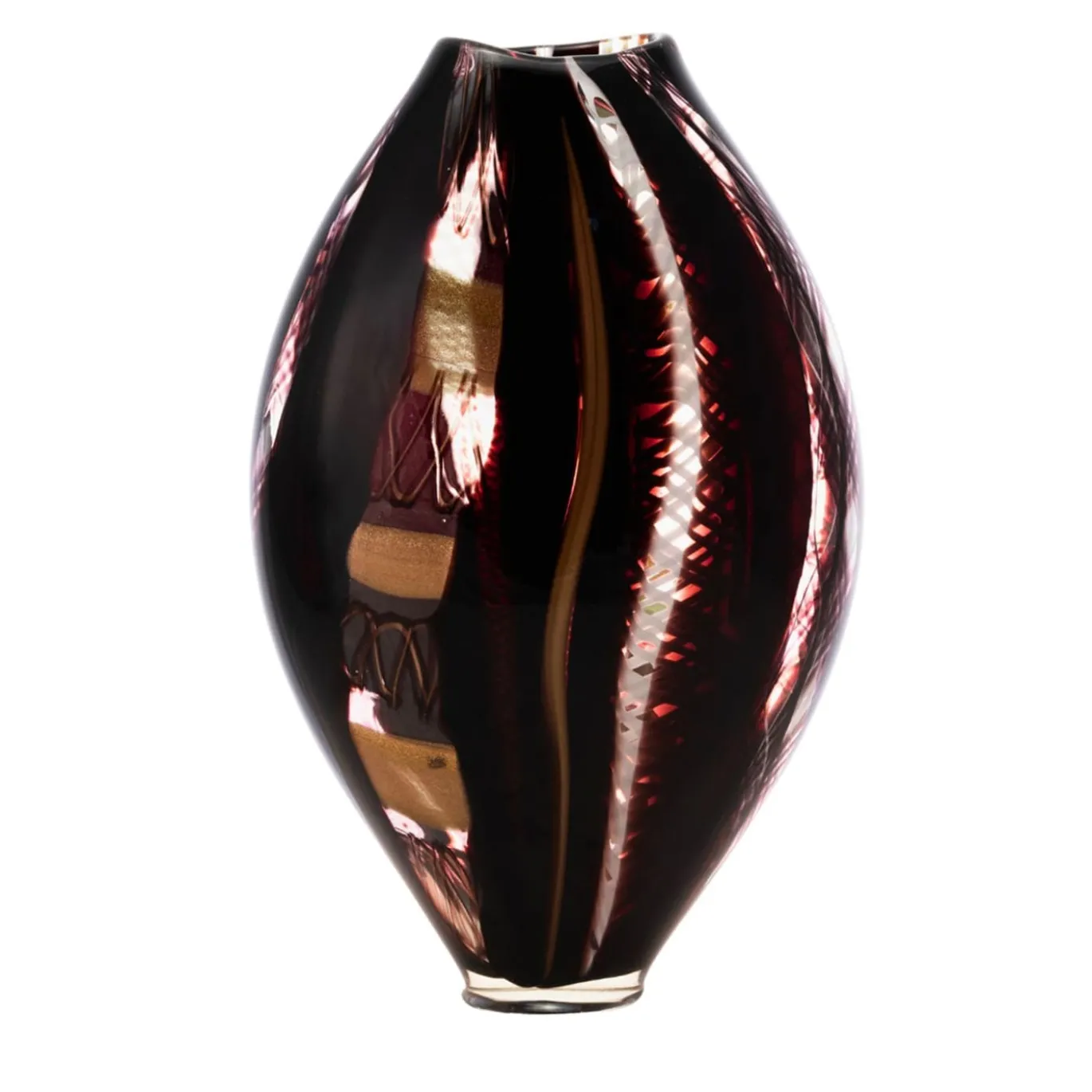 Vaso in Vetro Policromo a Forma di Bocciolo Onde di Cristallo